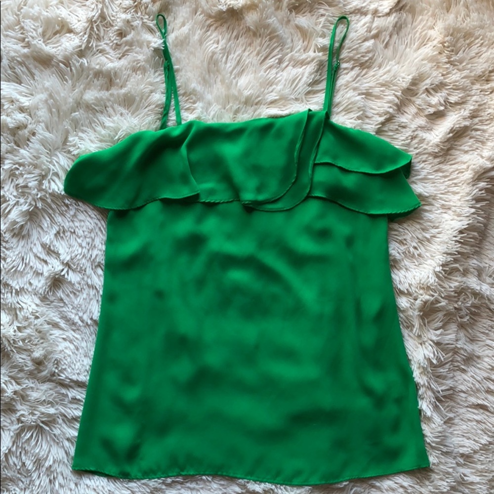 NWOT Gianni Bini Bright Green Ruffled Top